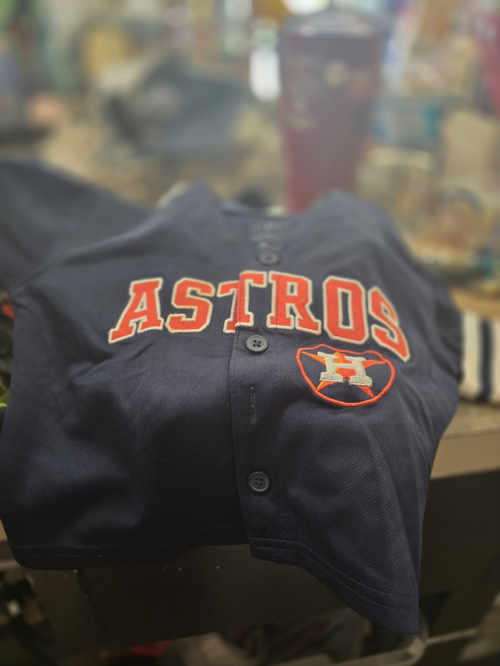 Kids Navy Astros Button-Front Jersey